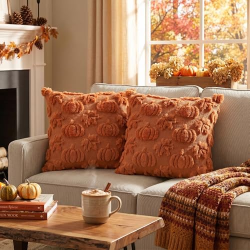 AVOIN colorlife Caramel Pumpkin Fall Throw Pillow Covers 20x20 Inch - Image 2