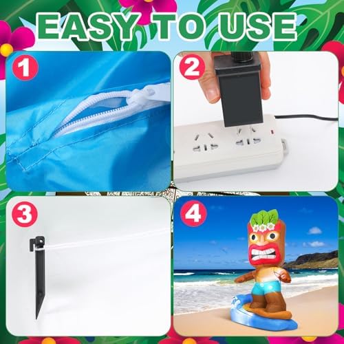 Shappy 5 Ft Inflatable Surfboard Lighted Blow up Tiki Hawaiian Party Decor - Image 3