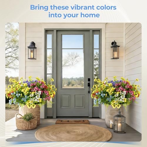 Artificial Pansies for Outdoors UV Resistant, 36pcs Fake Pansy Flowers Realistic, Yellow Pansy Flowers for Outdoor Planters, Colorful Faux Pansies Plants for Garden Outside Patio Porch Window Decor - Image 5