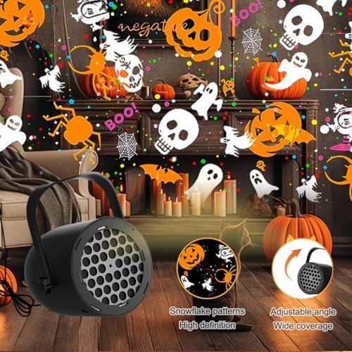 LED Halloween Projector Lamp, 16-Pattern HD Projector Light, USB-Powered mini ABS Projector, Indoor Outdoor Home Decor for Living Room Bedroom Party - Image 2
