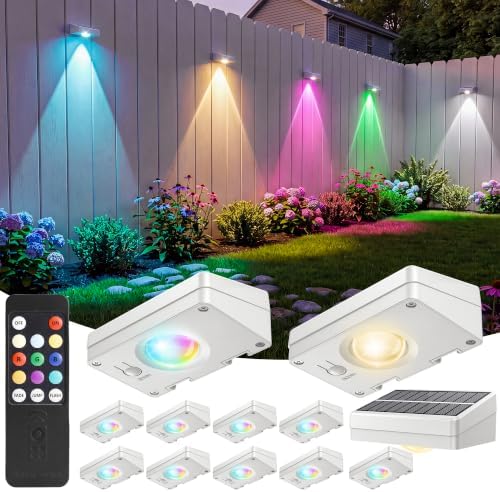 JOFIOS Fence Lights Solar Powered with Remote, IP65 Waterproof, White by JOFIOS