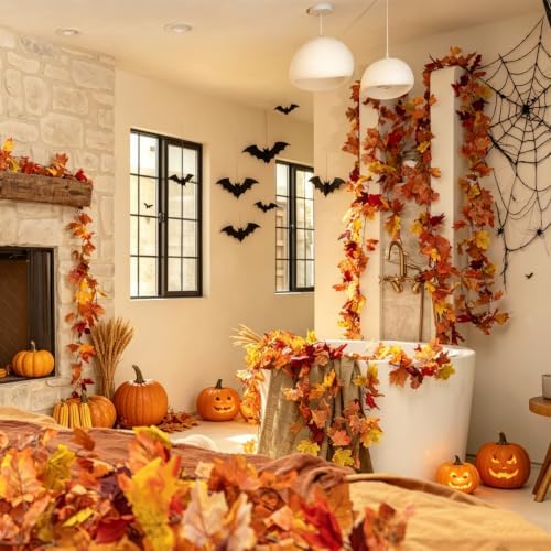 30 Pack Artificial Fall Leaf Garland Maple Leaves Autumn Vines Decor - Image 3