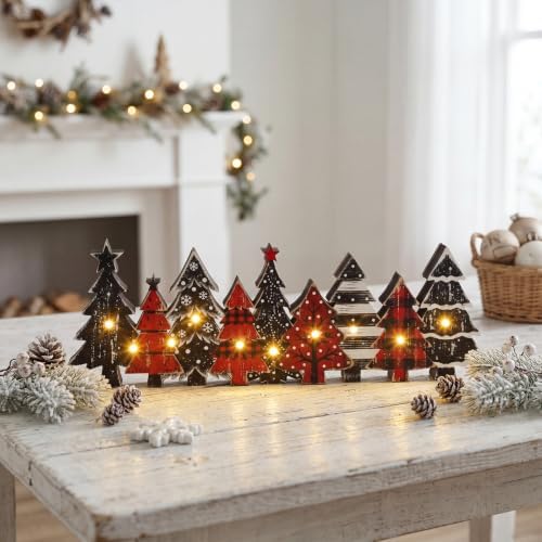 Yousoontic Christmas Table Decorations Rustic Lighted Wooden Centerpiece - Image 2