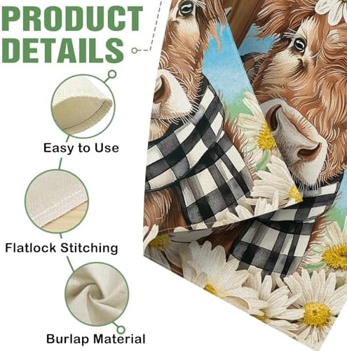 Dyrenson Welcome Spring Summer Highland Cow Decorative Garden Flag - Image 4