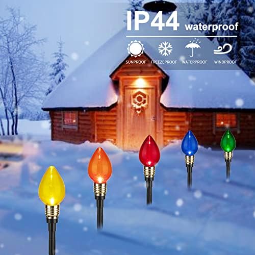 4 Pack C9 Christmas Pathway Lights Outdoor, Total 69.6Ft 40 LED Stake Light - Image 4