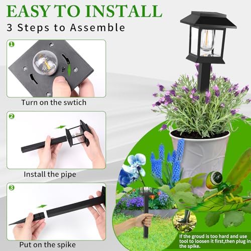 Greluna Solar Lights Outdoor, 6 Pack Waterproof Auto On/Off Solar Pathway Lights for Garden, Landscape, Path, Yard, Patio, Driveway, Walkway Decor - Image 5
