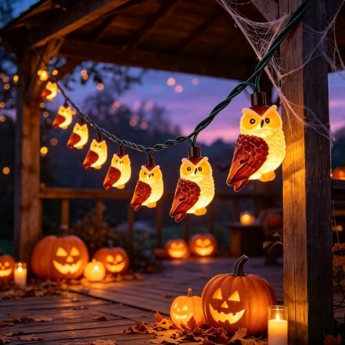 8.5Ft Halloween Owl String Lights, 10LED Halloween Party Decoration Plug-in by Kivonfa