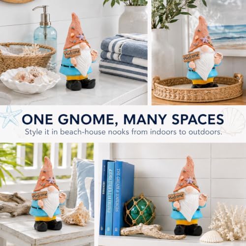 Summer Gnomes Garden Statues, Funny Ocean Gnome Figurine with Welcome Sign - Image 6