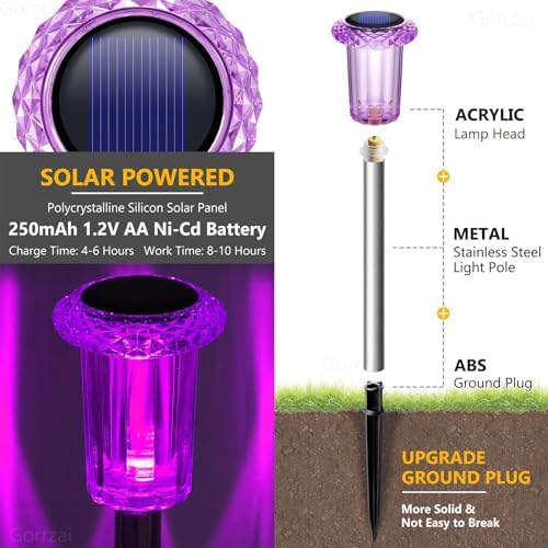 Halloween Solar Lights Outdoor 15 Pack LED Purple Pathway Lights - Image 2