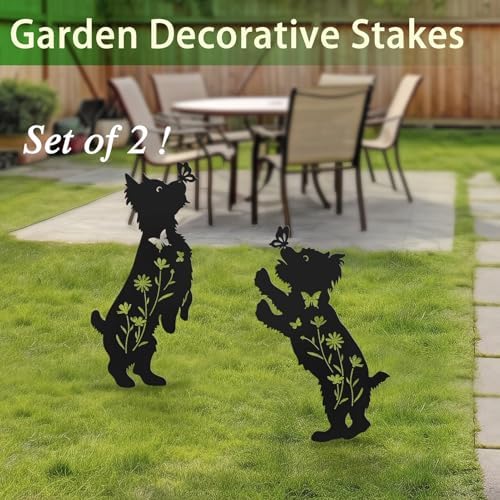 Yorkie Gifts for Women,2Pack Metal Dog Garden Stakes for Outdoor Yard Decor - Image 2