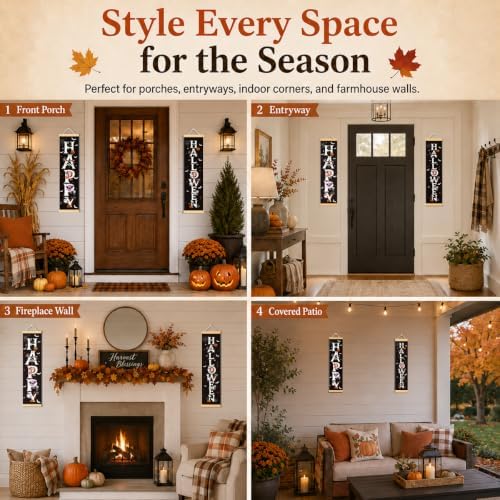 Spooky Halloween Door Banner Set of 2, Ghost Pumpkin Porch Decor for Home - Image 4
