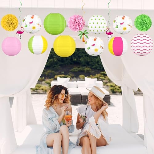 Renbuzhu 16Pcs Beach Party Decorations Summer Paper Lanterns Set - Image 6