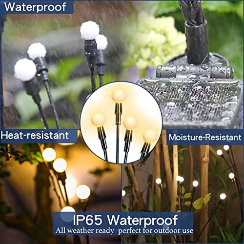 TONULAX Solar Garden Lights - 6 Pack 48 LED Upgraded Solar Swaying Light, Sway by Wind, Outdoor Lights, Yard Patio Pathway Decoration, High Flexibility Iron Wire & Heavy Bulb Base, Warm White - Image 5