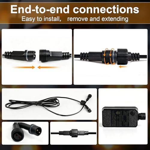 100(90+10)FT Outdoor String Lights, 30m Waterproof Remote LED Patio Lights with 39+2 S11 Bulbs, Dimmable Outside Hanging Lights for House, Porch,Yard,Garden,Connectable Plug-in Gazebo Lighting - Image 6