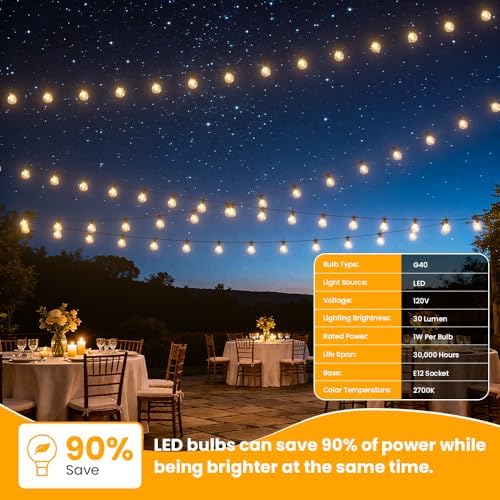 G40 LED Outdoor String Lights, 500FT Waterproof IP65 Hanging Patio Lights - Image 6