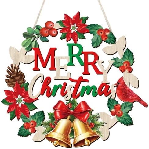 COCHIE Vintage Merry Christmas Decorations Xmas Bells Welcome Sign by COCHIE