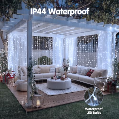 JMEXSUSS 200 LED White Curtain Lights, USB Powered, 6.5ft x 6.5ft - Image 3