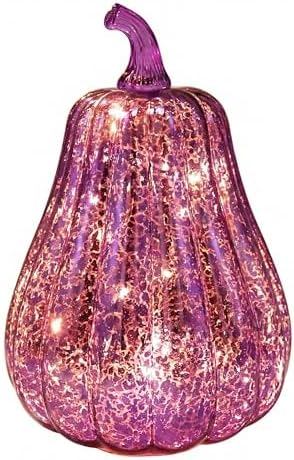 Fall Decorations for Home,Mercury Glass Pumpkin Lights with Timer(Purple) by CFDECORCandlesandHolders