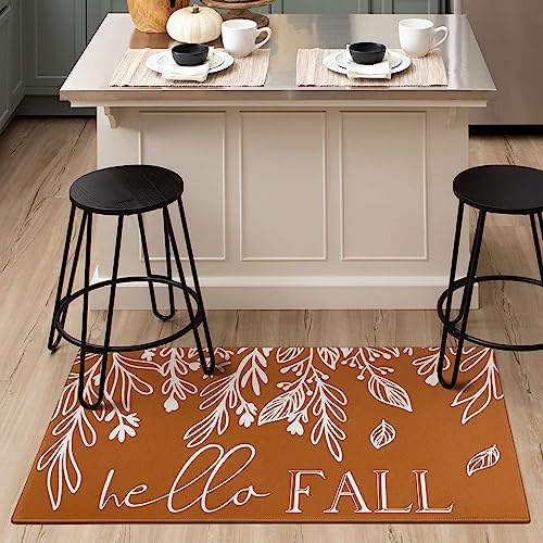 Fall Door Mat, Pumpkin Leaf Welcome Mat for Front Door, Thanksgiving Autumn Indoor/Outdoor Non-Slip Rug, Farmhouse Home Porch Decorations 30" x 17" - Image 5