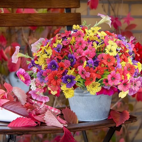 16 Bundles Blue Summer Flowers Artificial Outdoor UV Resistant Fake Flowers Summer Outdoor Porch Decor Outside Artificial Plants for Window Box - Image 6