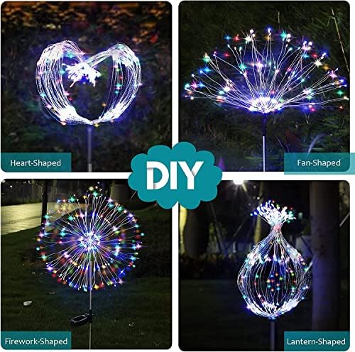 JJGoo Solar Firework Lights, 2 Pack 180 LEDs 2 Lighting Modes Solar Lights Outdoor Waterproof for Garden Patio Walkway Pathway Party Wedding Christmas Decorative - Colorful - Image 4