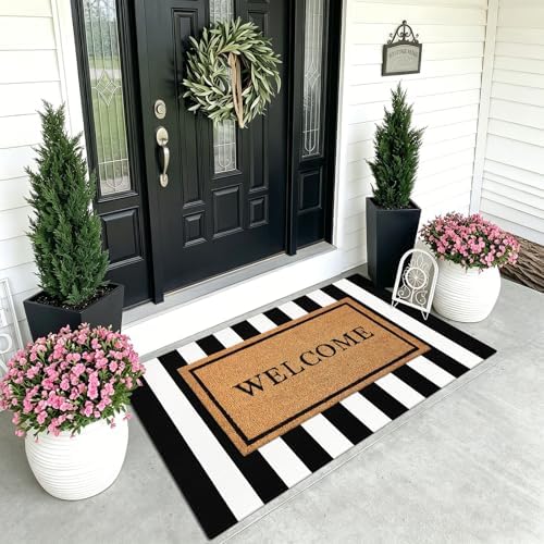 KOZYFLY Black and White Area Rug 3x5 Ft Washable - Image 2