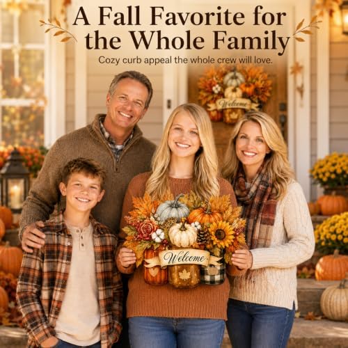 Fall Door Decor Wooden Pumpkin Door Hanger, Welcome Sign for Front Door - Image 6