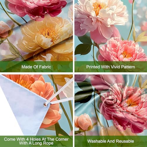 Front Door Covers Decorative, Spring Flower Design Door Curtain 70.8 x 35.4 Inch for Porch Outdoor Indoor Home Decor (Colorful-248) - Image 3