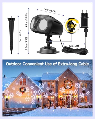 Double Head Christmas Snowflake Projector Light Outdoor, Outside Christmas Decorations Lights with Remote Control, Suitable for Indoor Garden Patio (L) - Image 7