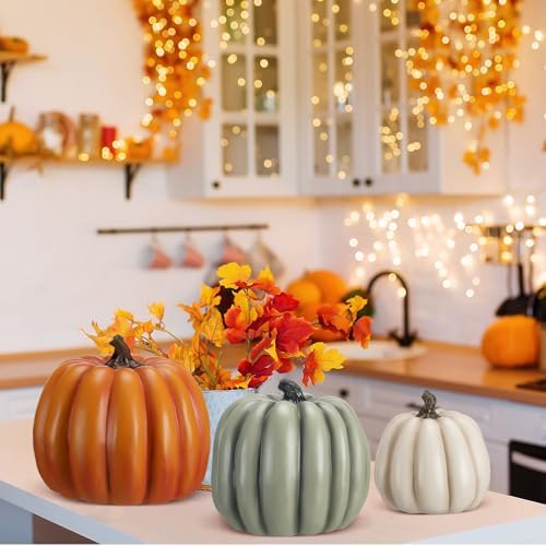 Wesiti 2 Pcs 21.3'' Large Fake Outdoor Stacked Pumpkins for Front Porch - Image 5