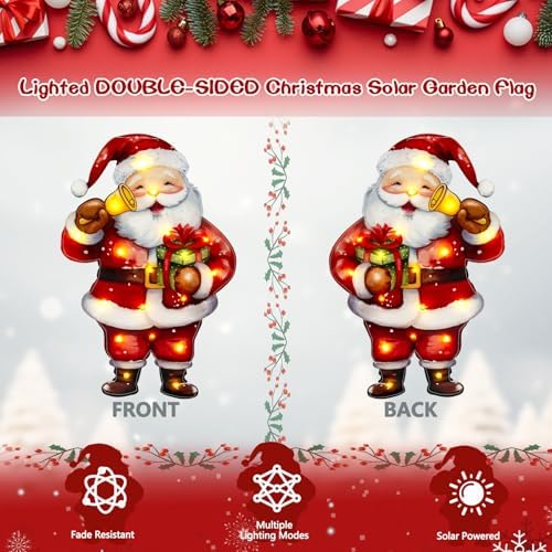 28x40 Solar Christmas Santa Garden Flag, Outdoor Decor - Image 3
