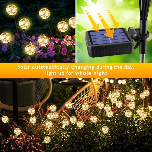 Outdoor Solar Lights for Yard, 4 Packs 16LED, Solar Globe Lights Outdoor, Garden Decor for Outside, Patio Decor for Outside, Unique Gifts for Women, Gifts for Grandma - Image 3