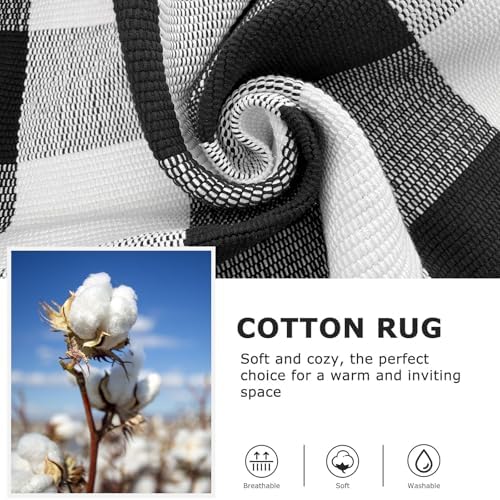 IOHOUZE 5x7 Buffalo Plaid Area Rug, Washable Indoor Outdoor, Black White - Image 6