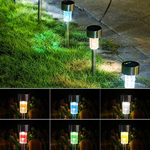 SOLPEX Solar Garden Lights Outdoor, 6 Color 12 Pack Stainless Steel Led Pathway Lights,Halloween/Christmas Solar Decorative，Christmas Decor for Patio, Lawn, Yard,Landscape and Walkway by Solpex
