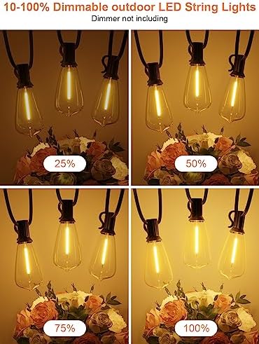 GPATIO Outdoor String Lights, 60FT Waterproof Patio Lights with 32 Hanging Globe ST38 Bulbs, 2700k Shatterproof for Backyard Gazebo Porch Garden Commerical Outside Decor - Image 4