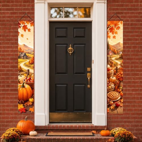 IVN Autumn Farm Porch Banner Pumpkin Pie Harvest Decor 2 Pcs - Image 6