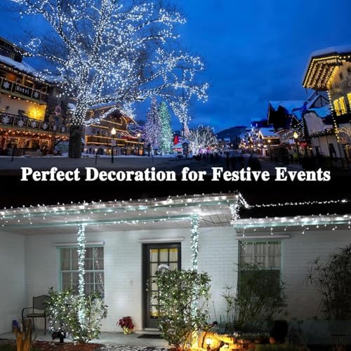 66 FT 200 LED Christmas String Lights Outdoor/Indoor, Extendable Twinkle Fairy Lights Waterproof Clear Wire with 13 Modes for Garden Bedroom Patio Christmas Tree Decorations (Cool White) - Image 2