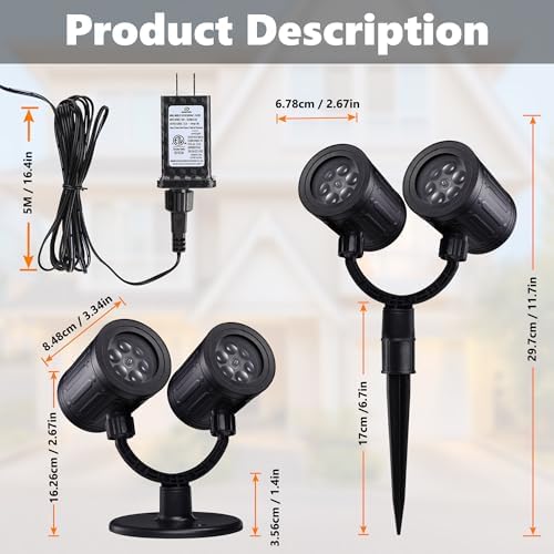 Toodour LED Projector Lights Outdoor, Double Head Dynamic Pool Lights Projector with Timer, Waterproof Indoor Outdoor Decorations Light for Beach Pool Home Window Wall Decor - Image 3