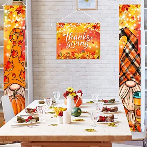 Fall Decorations - Happy Thanksgiving Fall Porch Decoration Hanging Banner Pumpkin Gnome Front Porch Sign for Fall Thanksgiving Decorations Background Sign - Image 5
