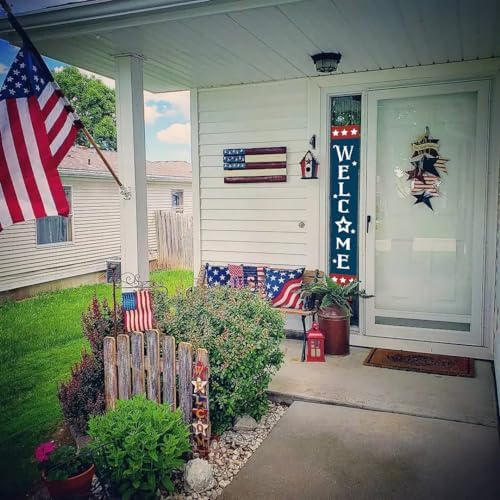 Patriotic Wooden Porch Sign 47" 4th of July Independence Day Large Welcome Sign Memorial Day Vertical Indoor Outdoor Standing Sign For Garden Home Yard Farmhouse - Image 7