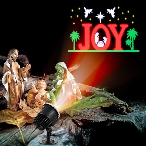 Hohean Christmas Nativity Projector Lights Outdoor Indoor, Waterproof LED Christmas Joy Themed Nativity Scene Projector with Timer Remote for Wall Windows Garage Doors Yard Xmas Decor(Colorful) - Image 6