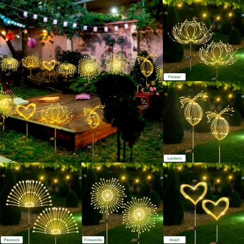 Slyuexu Solar Garden Lights Outdoor Waterproof, 2 Pack 120 LED - Image 4