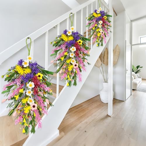 4Pcs Artificial Spring Swag Wreaths – 23.6" Teardrop Floral Swags - Image 5