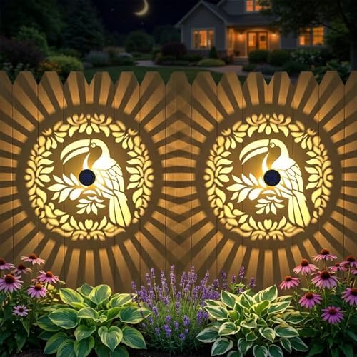 Gardsee Solar Fence Lights Outdoor 2 Pack Deck Step Wall Lights Butterfly Metal Waterproof LED Warm Yellow Light for Garden Post Patio Backyard Yard Decor (Black 6) by Gardsee