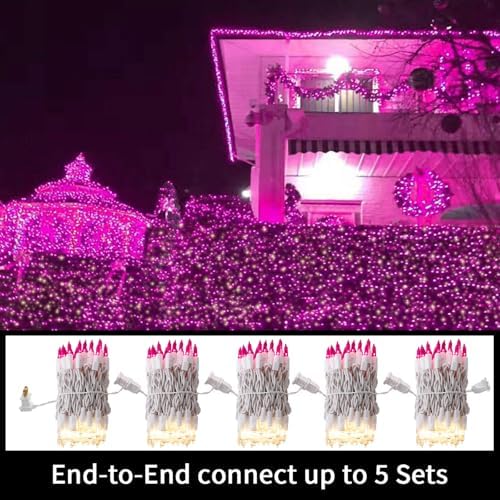 LAMPHOME Pink Clear Christmas Valentine's String Lights 100 Mini Incandescent Fairy Light Decor 20 Ft White Wire Indoor & Outdoor Party Patio Bedroom, Xmas Tree Garland Easter Holiday Decoration - Image 5