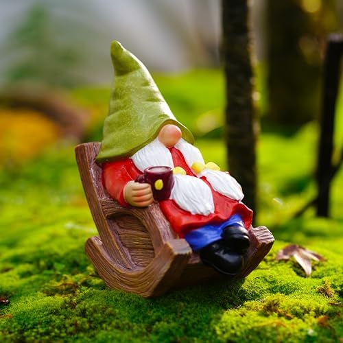 Drinking Coffee Faceless Garden Female Gnome Statue Decoration 6.5" Figurine Ornament for Indoor Outdoor Home Patio Yard Lawn by WSHMZYHOME