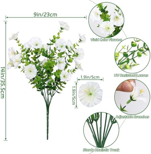 10 Bundles Artificial Flowers for Outdoor White Outdoor Silk Morning Glory - Image 2