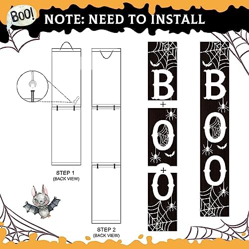 Boo Porch Sign Scary Wooden Sign For Front Porch 47.2 Inches Halloween Vertical Welcome Sign Yard Standing For Patio Front Door Porch Home Decor - Image 3