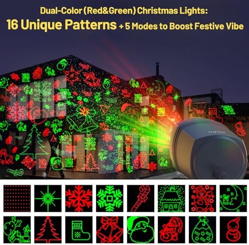 Outdoor Christmas Projector Lights, 16 Patterns & Remote (IP65) - Image 2