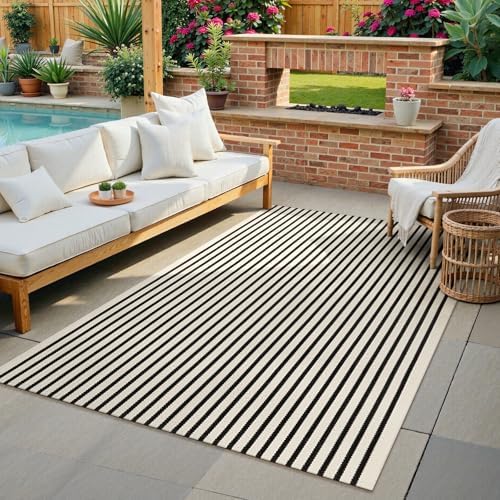 KIMODE Black and White Outdoor Rug Fall Patio Porch Rug Living Room Rug - Image 4